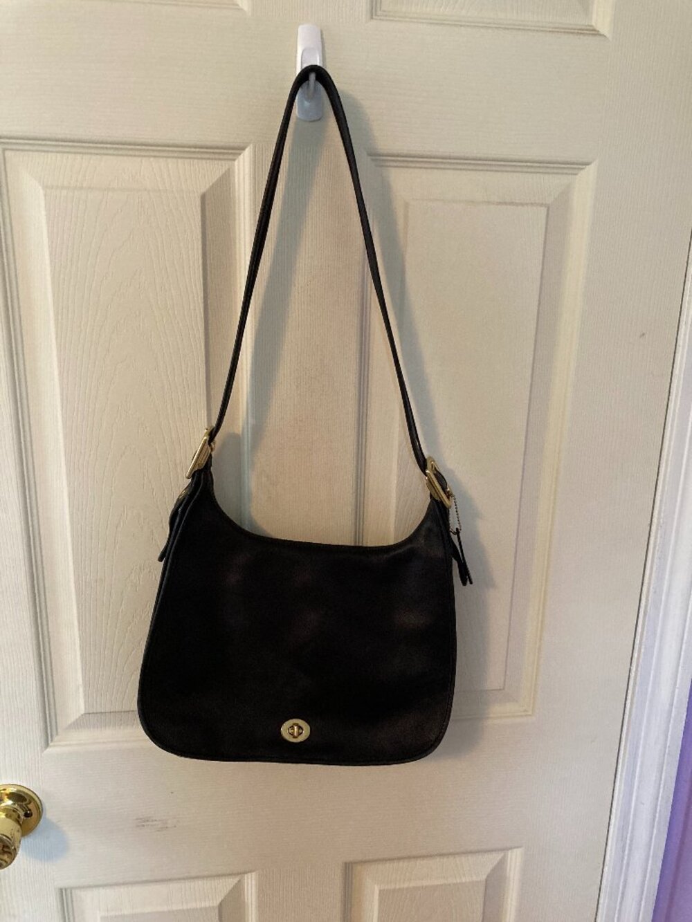 Vintage Coach 9718 Legacy Crescent Flap Hobo/Shoulder Bag Black